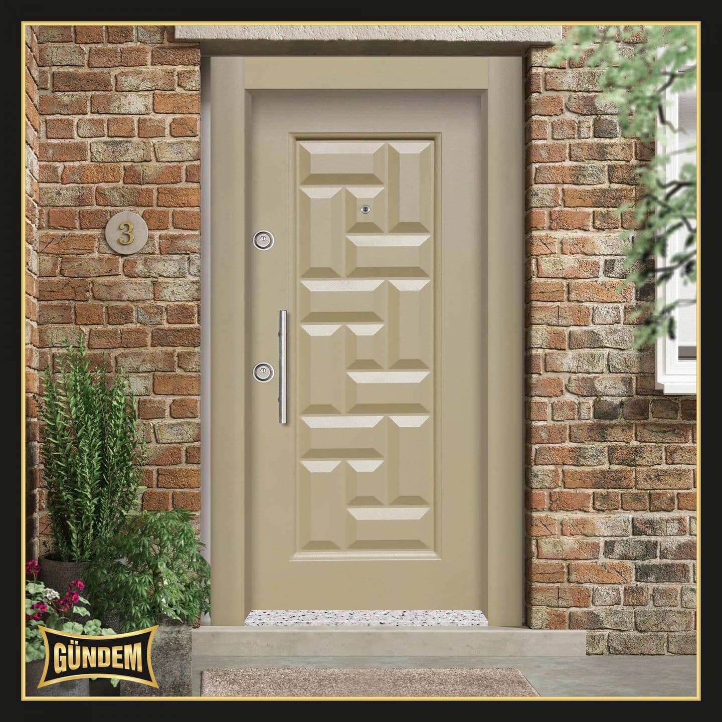 GND-1025 Embossed Steel Panel Door